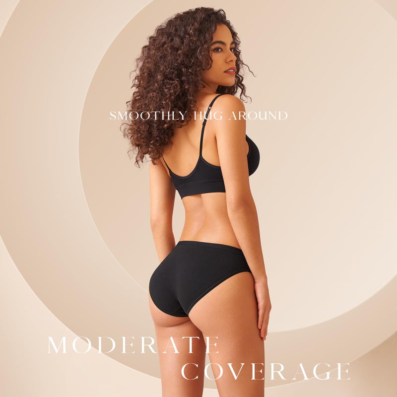 SIMIYA 10-Pack Women's Low Rise Briefs, Hipster Panties Stretch Bikini Underwear Black Small - Image 4